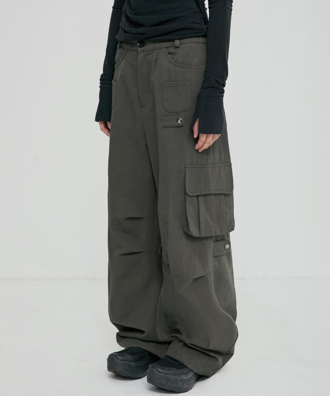 Wide Cargo Pants (FL-262_Grayish Khaki)