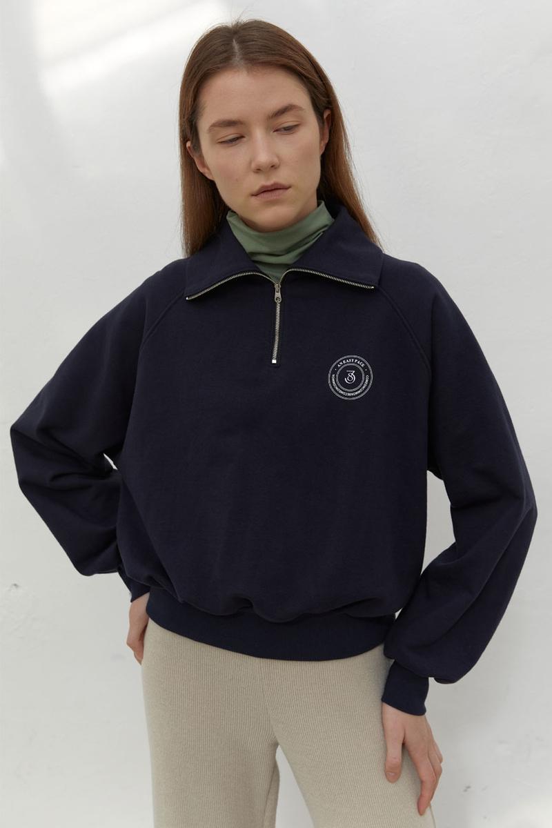 21W ORIGINAL LOGO HALF ZIP-UP SWEATSHIRTS (NAVY)