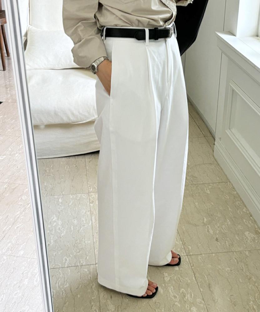 핀턱 슬랙스 화이트 블랙 2color