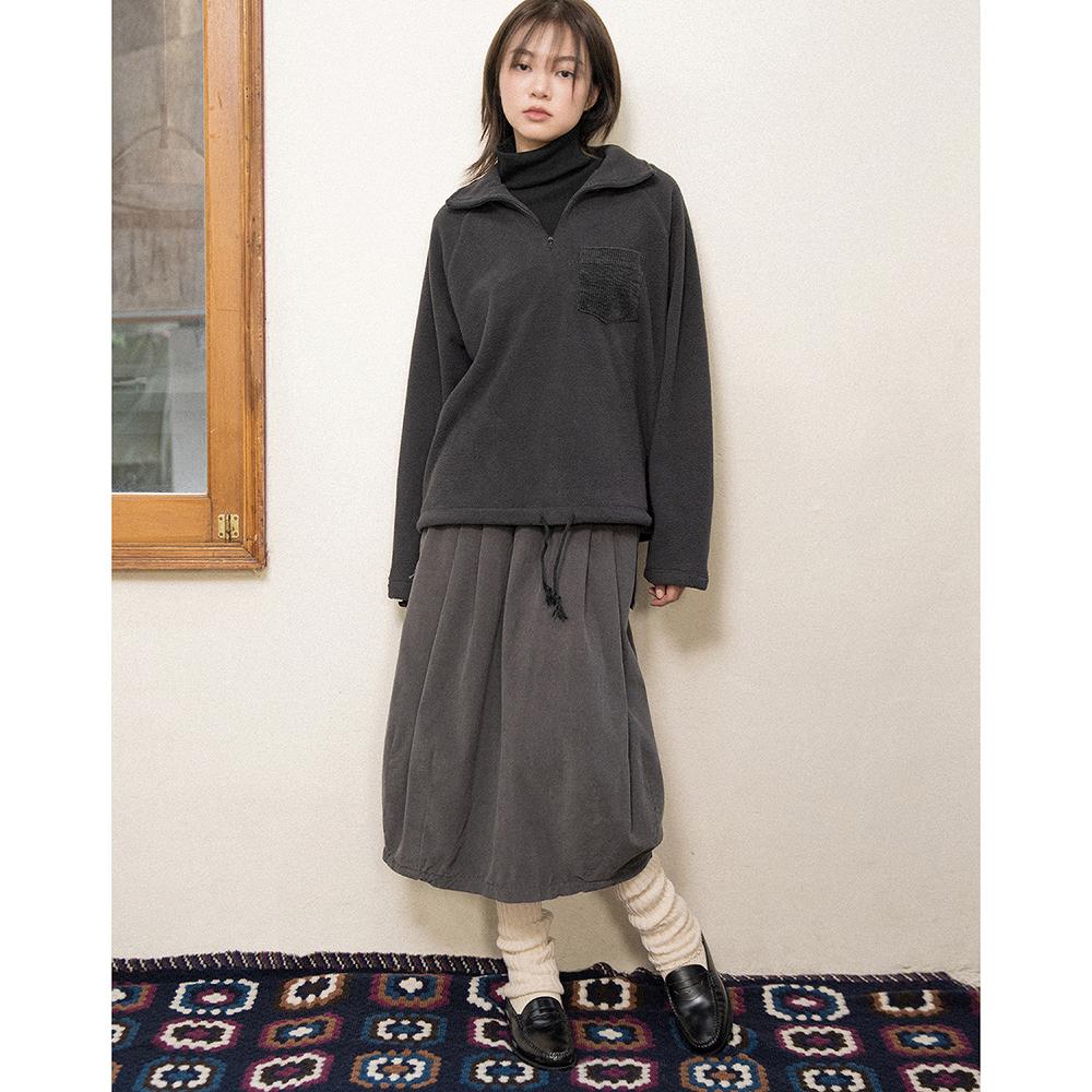 Corduroy Balloon Skirt - Gray