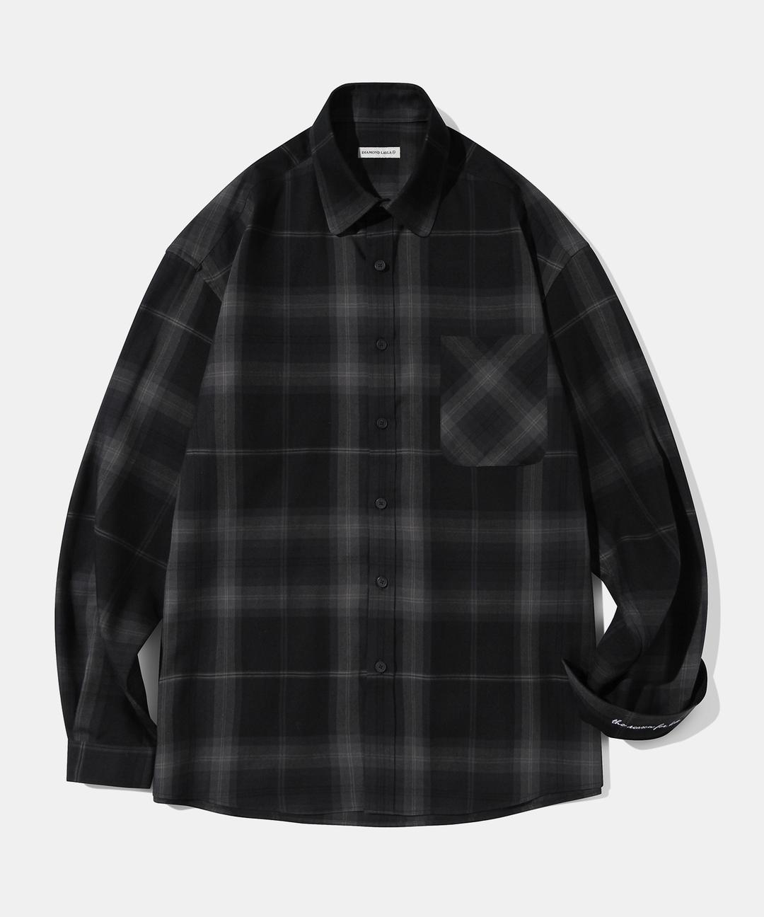 Veiled Big Check Shirt S73 Black