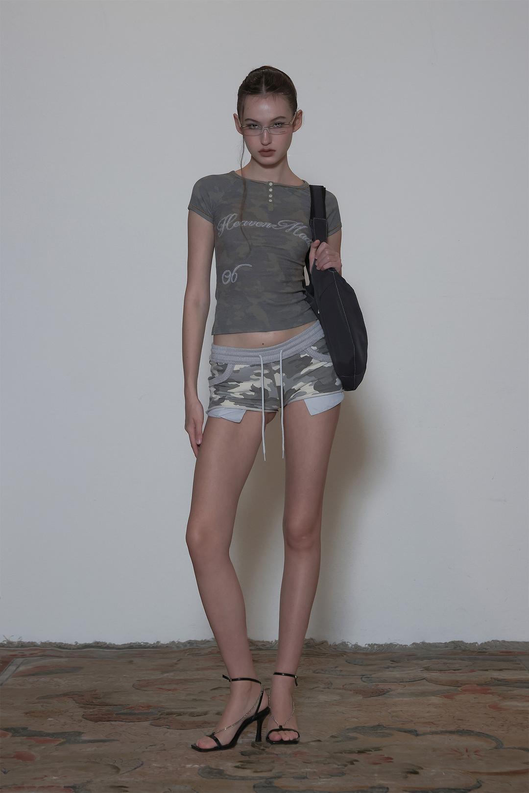 Heavenly Button Down Camo Tee Forest