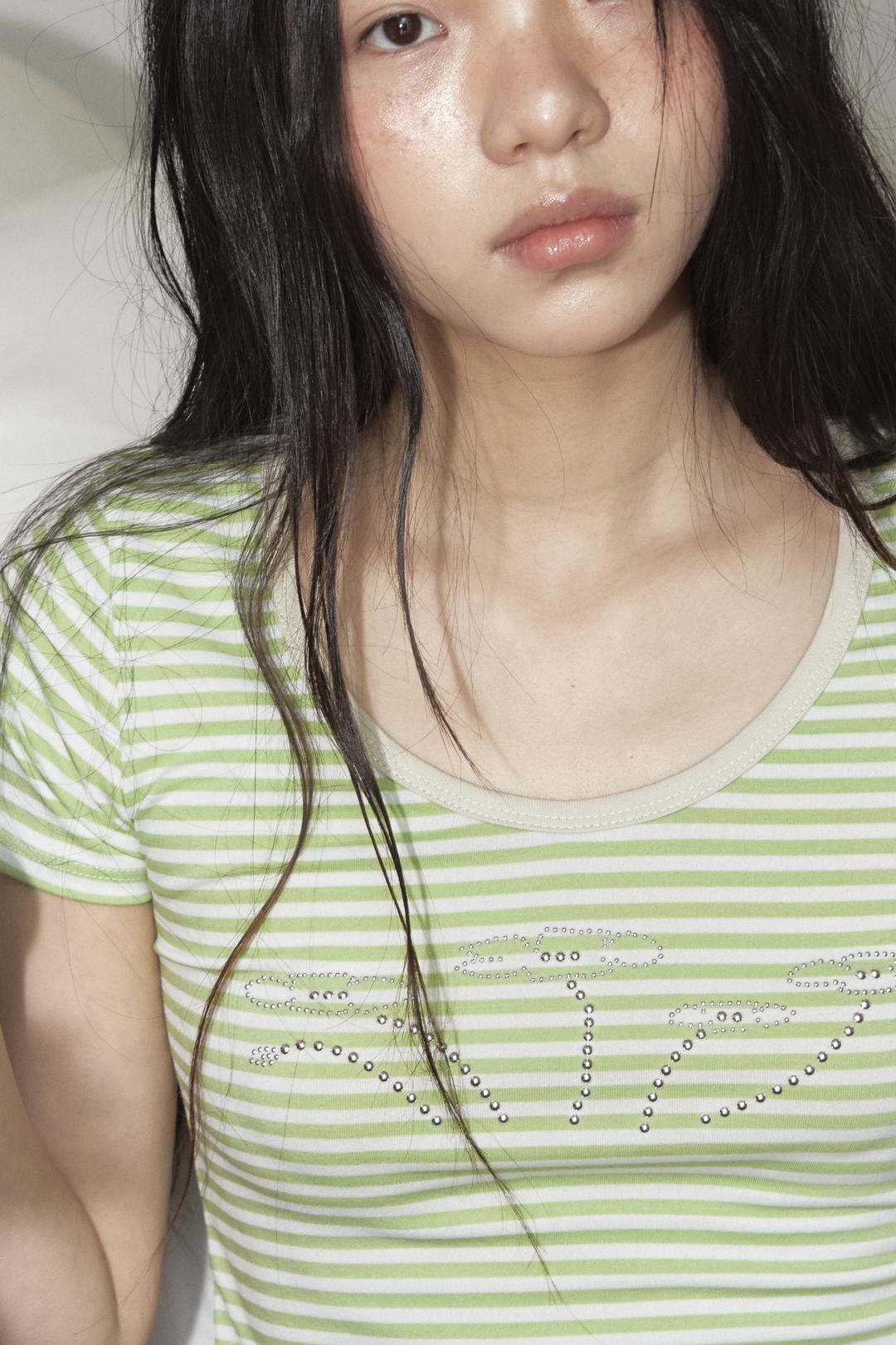 daisy dust stripe t-shirt_green