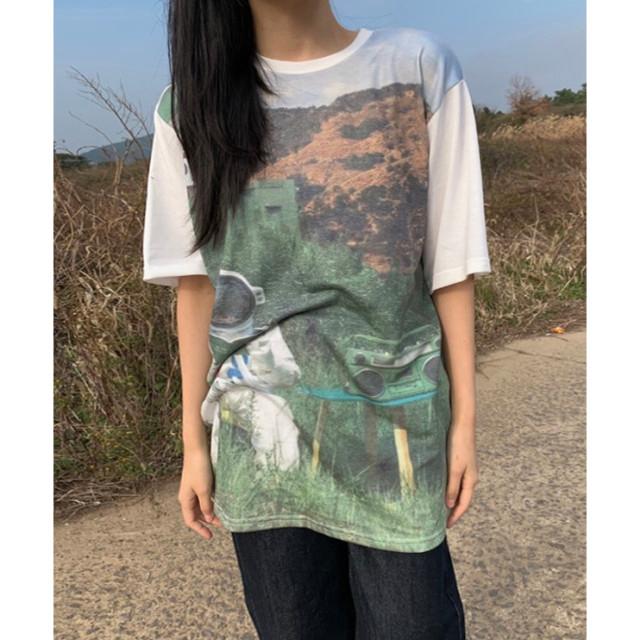 (2col) space short sleeve T - 스페이스 프린팅 루즈 반팔 티