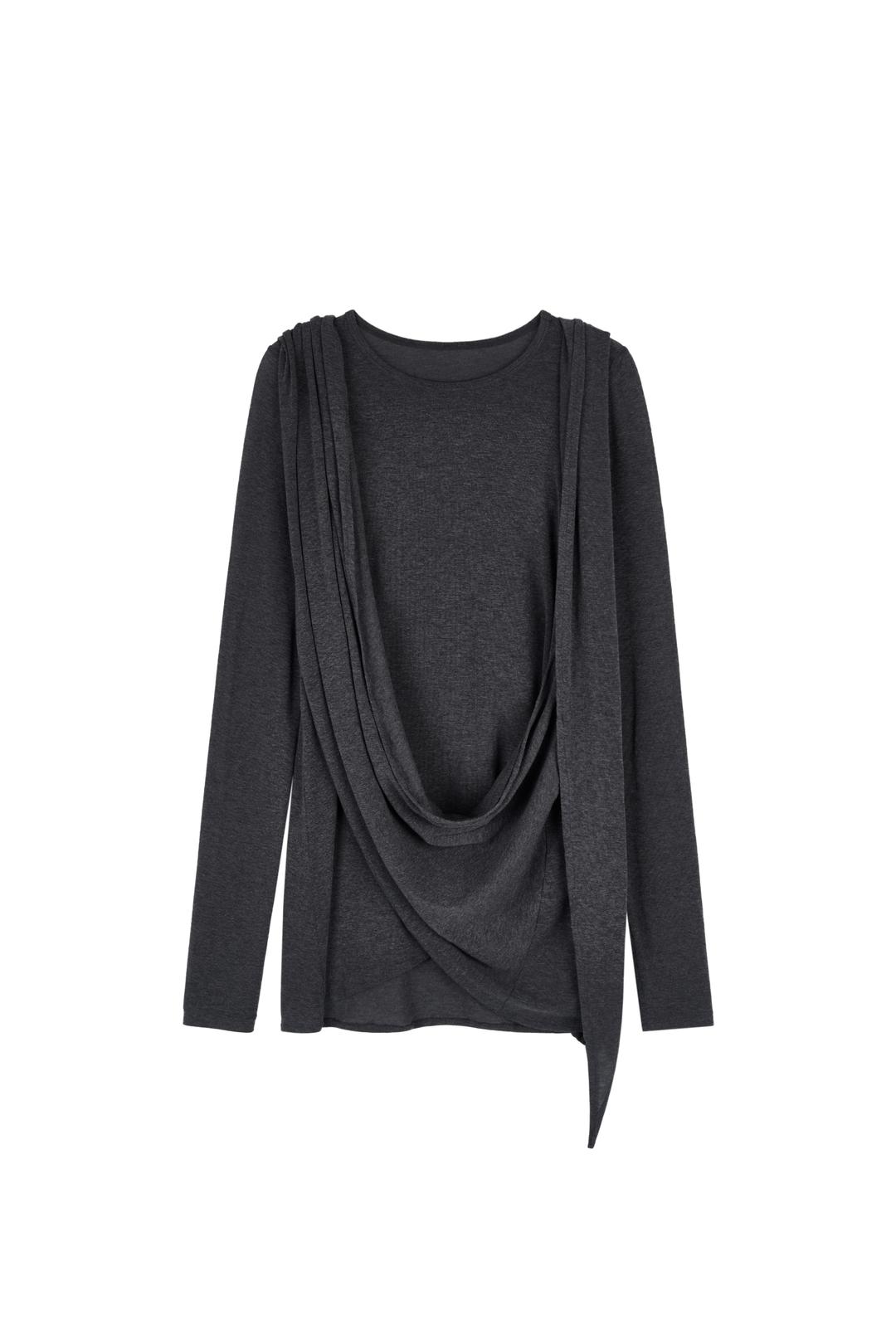 WRAP JERSEY T-SHIRTS (CHARCOAL)