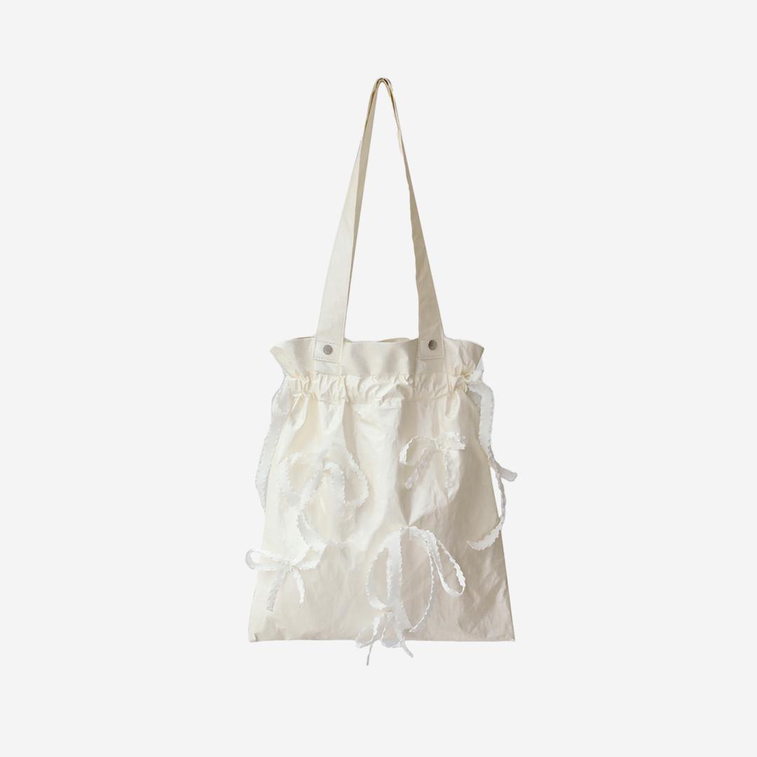 Yuse Women Ribbon String Shoulder Bag Ivory