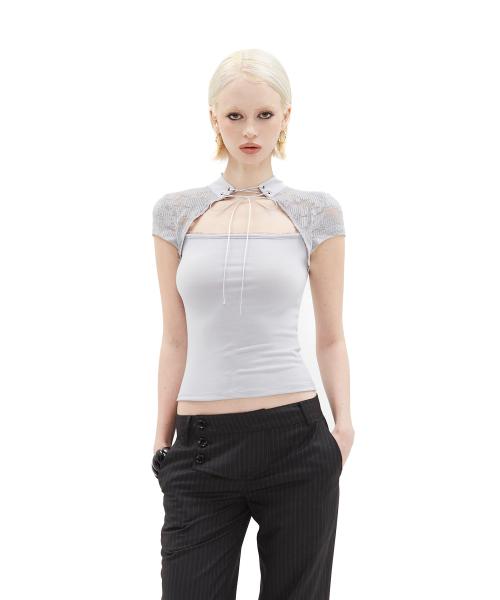 타이넥 레이스 슬림 티 [그레이]