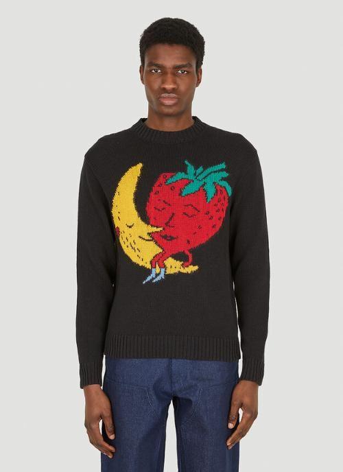 Sky High Farm Workwear 남성 Logo Intarsia Sweater in Black Black