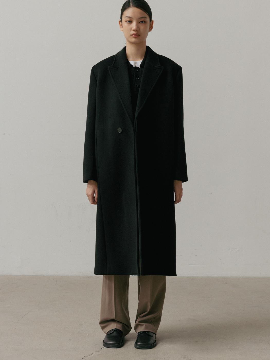 [12/24순차출고]울 피크드 오버 코트_블랙
