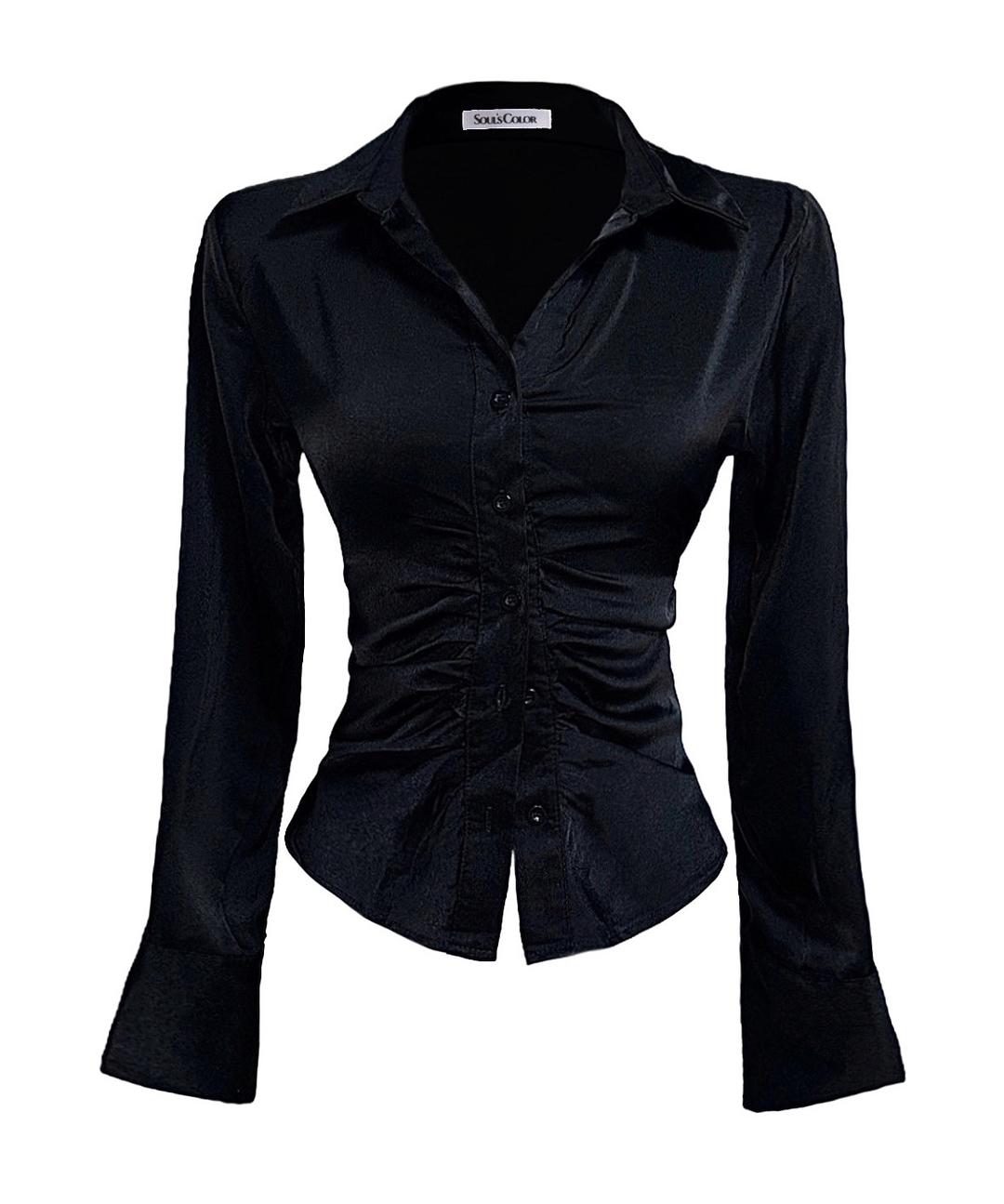 [SOULMADE] Illusion satin silk shirt (2. BLACK)