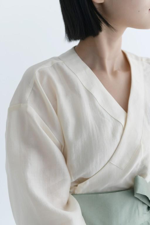 하녹 저고리 블라우스 크림
