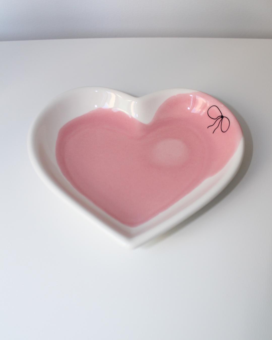 [holiday] Bow heart plate : pink M