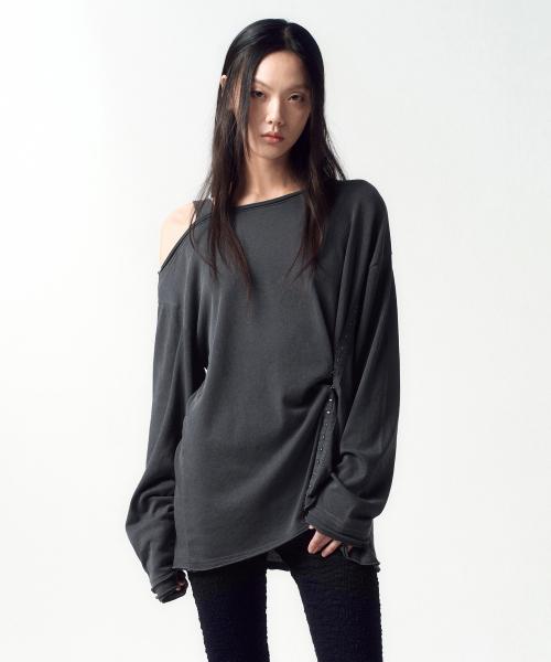 후크 오버사이즈 롱슬리브 CHARCOAL