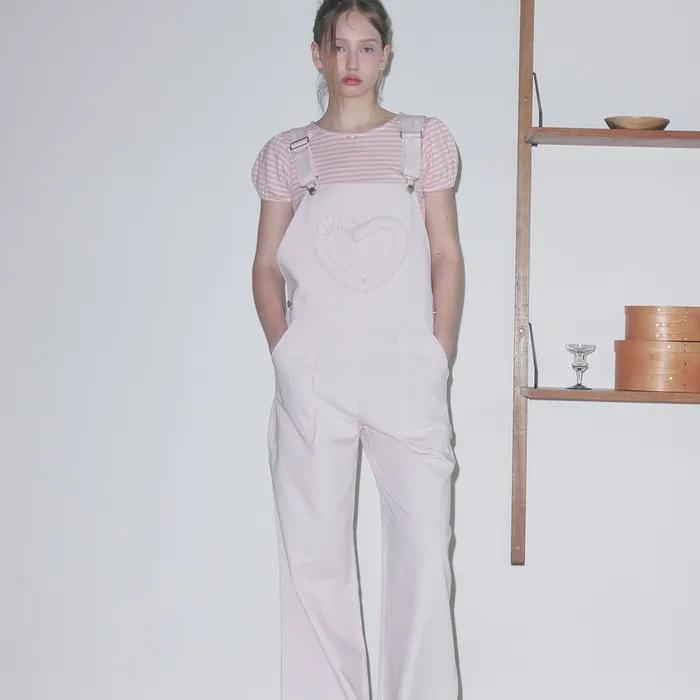 FRILL HEART OVER-ALL, PINK
