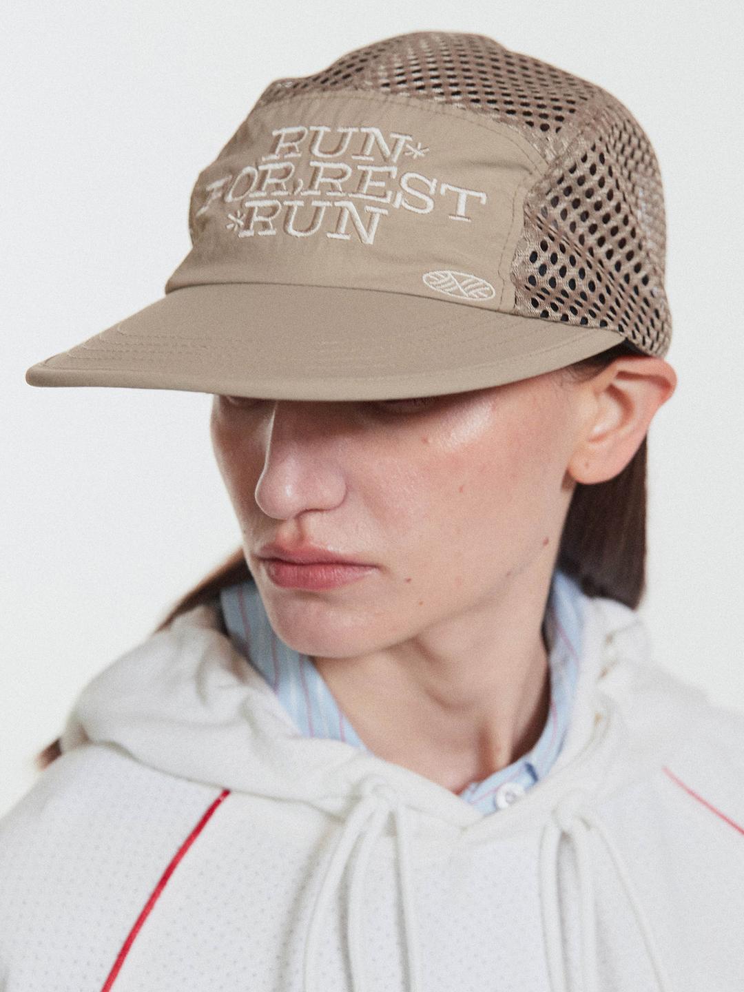 Run For Rest Run Mesh Camp Cap_Beige