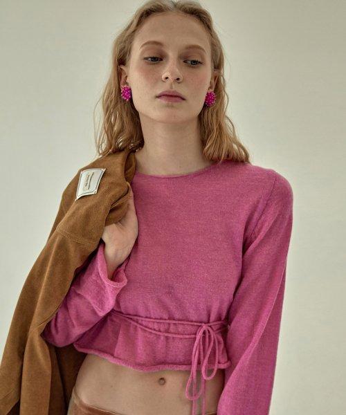 ribbon crop knit_pink