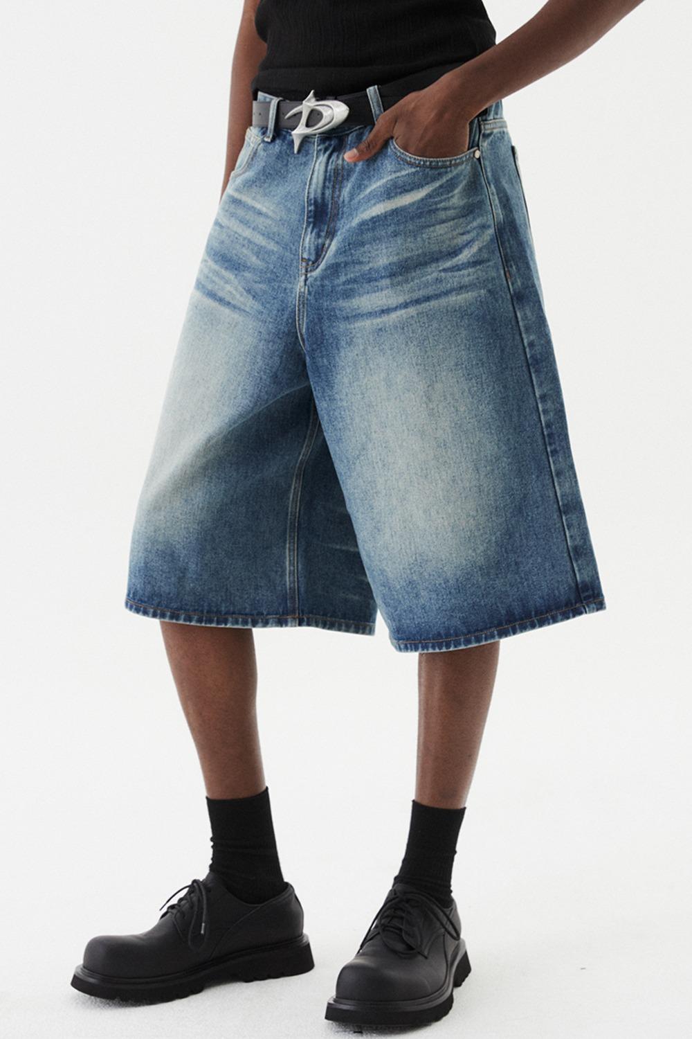 시그니처 버뮤다 데님 팬츠 블루