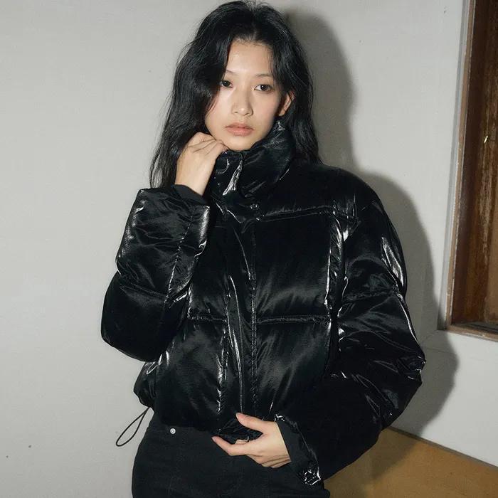 벨벳티 크롭 웰론 푸퍼 [블랙]
