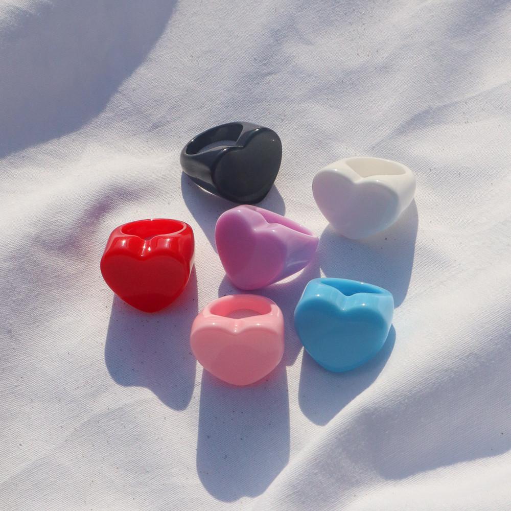 Jumbo Heart Ring 점보 하트 링 반지 볼드 레진 패션 유니크 호마이카 우정템
