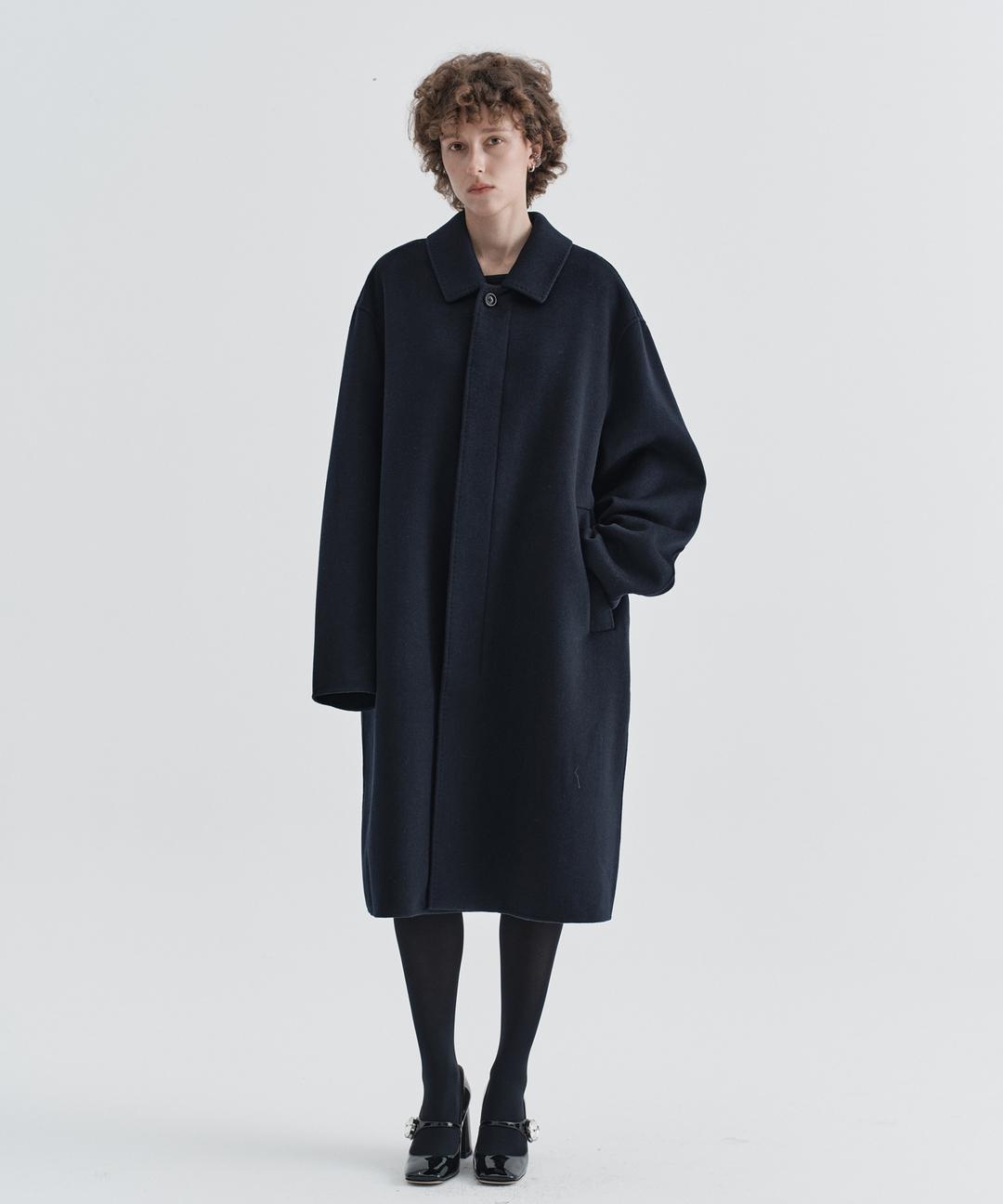 W Cashmere Blend Handmade Mac Coat_Navy