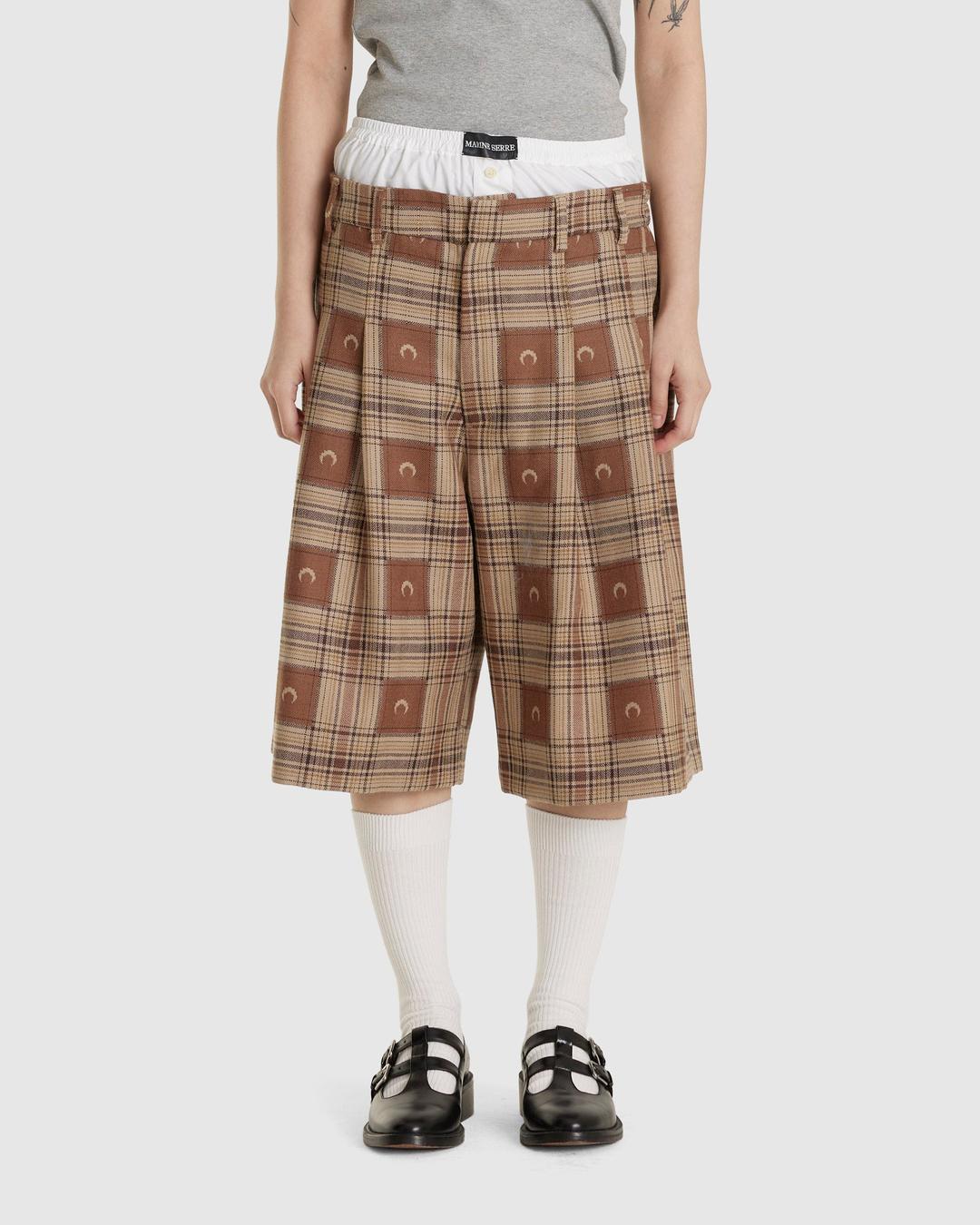 Moon Checks Jacquard Double Waisted Shorts - 46