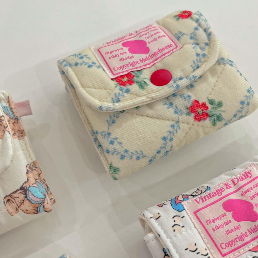 멜팅치즈 오동통 빈티지 플라워 골덴 카드지갑 동전지갑 명함지갑