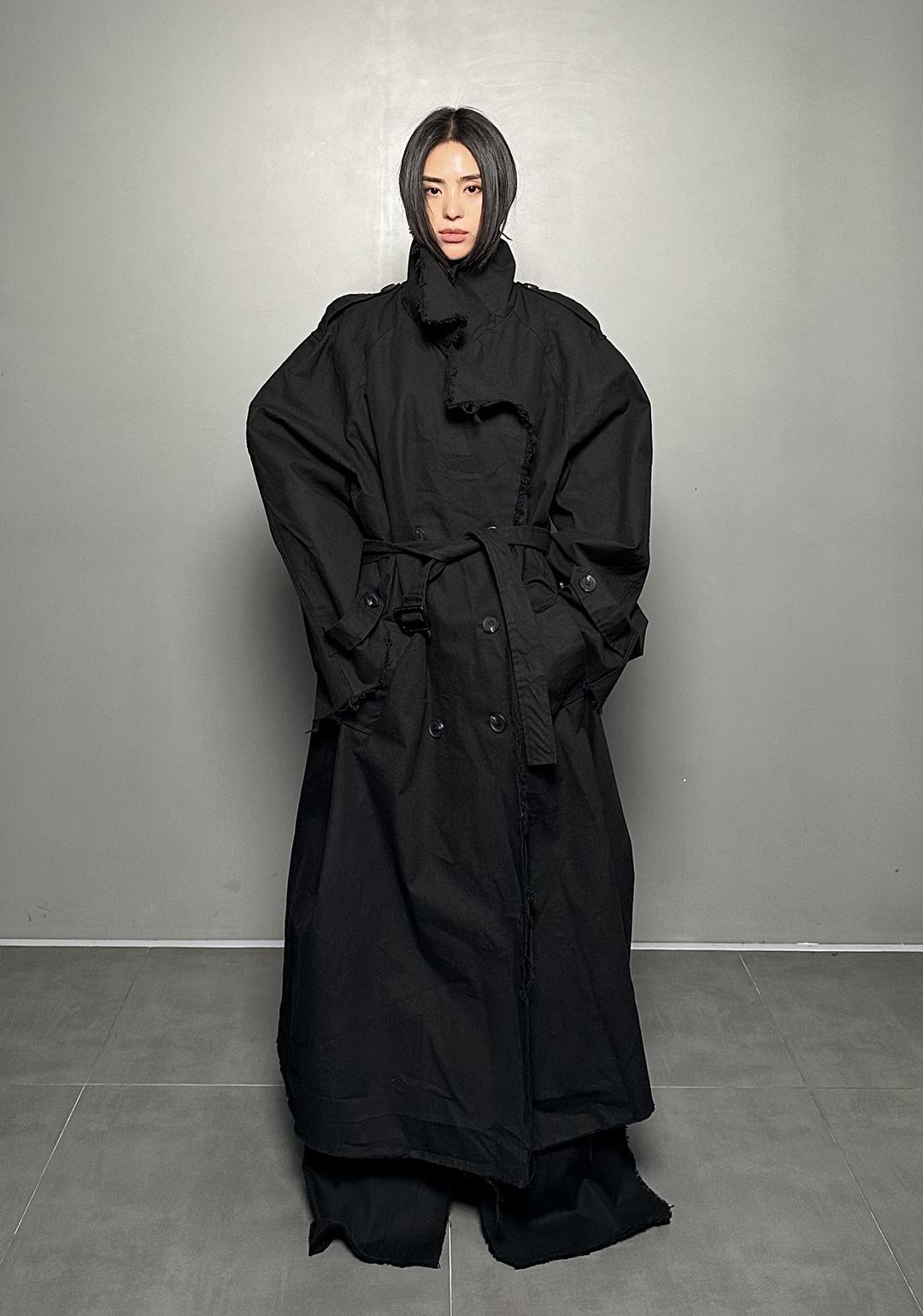 FW24 UNISEX AMU OVERSIZED LONG TRENCH COAT #BLACK [10% off until 9/12]