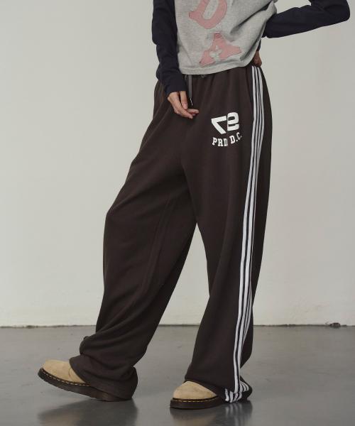 프렌다(PRENDA)  SIDE STRIPE WIDE PANTS CHARCOAL - 사이즈 & 후기 | 무신사