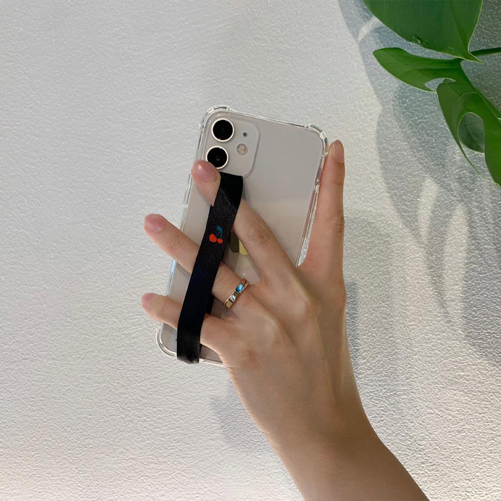 귀여운 포인트 블랙체리 폰스트랩 심플 핸드폰줄 귀여운 핑거스트랩