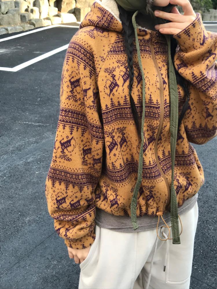 린 빈티지 노르딕 기모 후드 집업(2color)