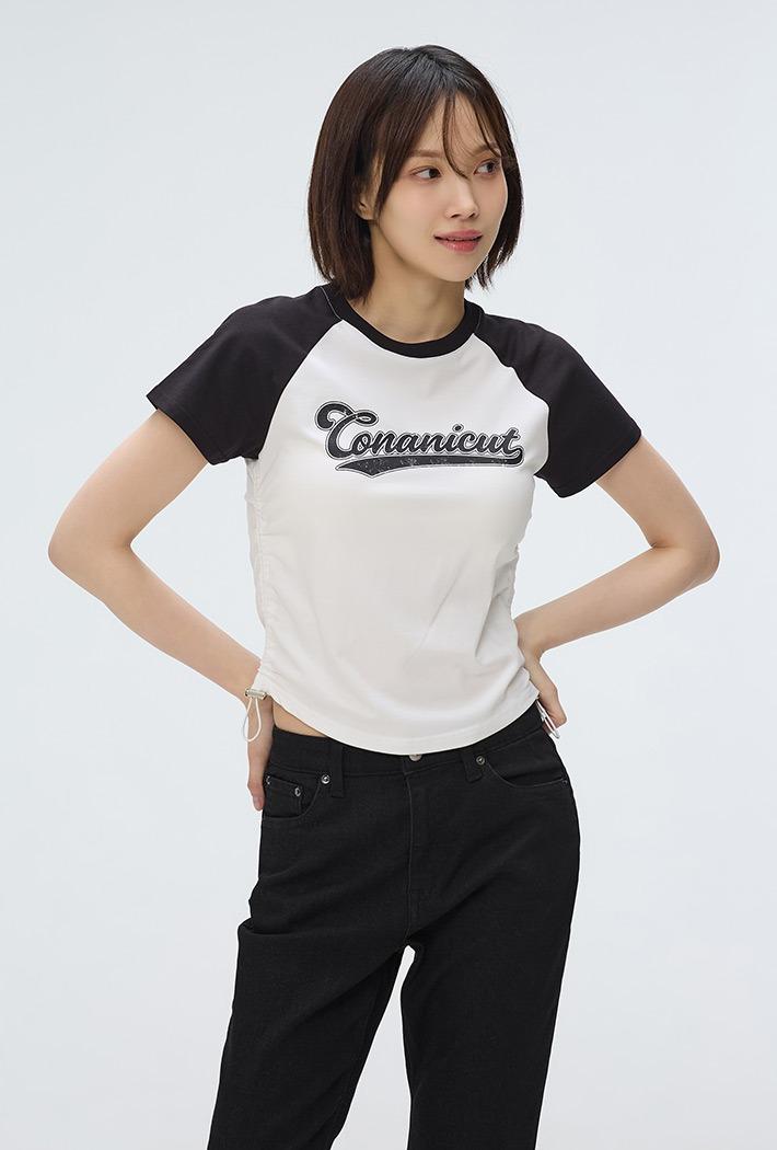 (CONANICUT) 래글런 셔링 크롭 반팔티_SPRPF25G50