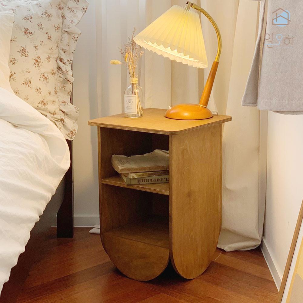 하프 문 원목 사이드테이블 소파 보조 미니 테이블 이동식 침대테이블