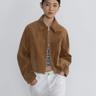 [Woman]버핑레더 미니멀 블루종_Suede Brown