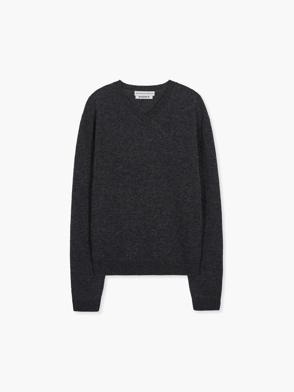 FLORE V-NECK PULLOVER_charcoal