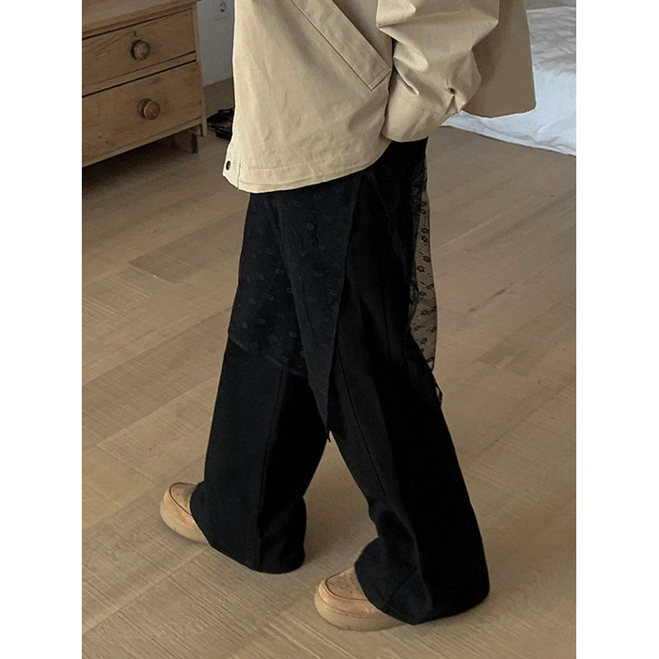 [숏,일반/YKK지퍼]사이드절개라인5 인밴딩와이드코튼팬츠