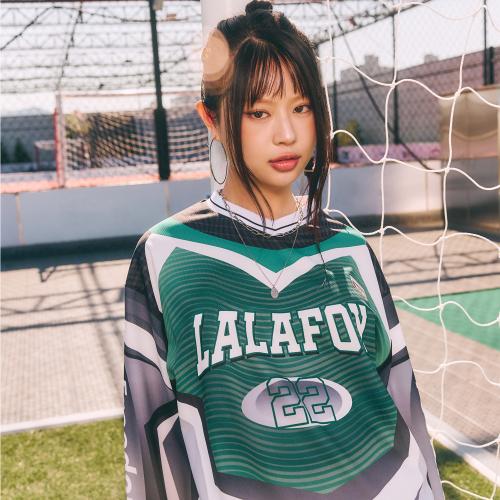 LALA SPORTY OVERSIZED JERSEY T-SHIRT