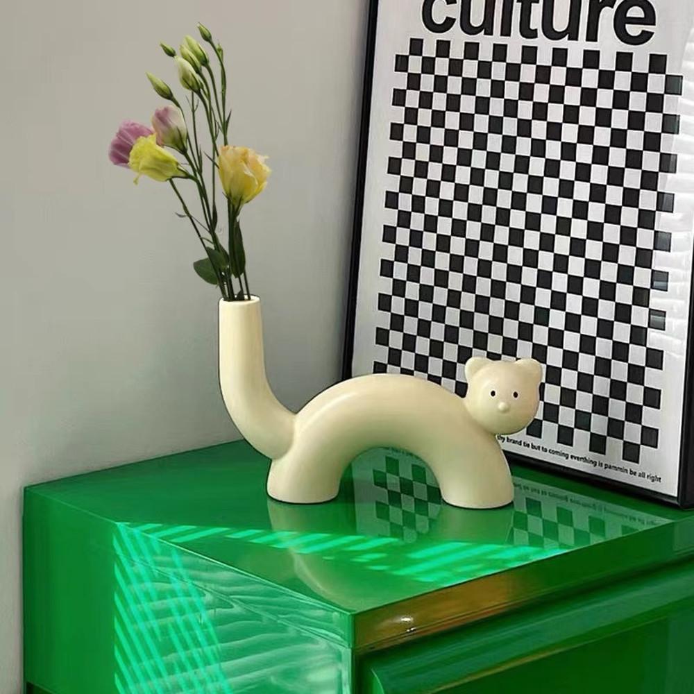 세라믹 오브제 고양이 미니 화병 꽃병