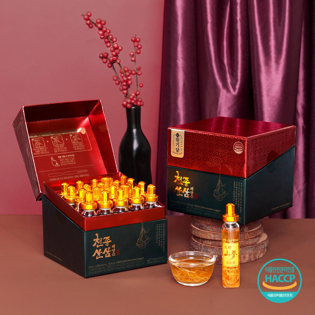 [단독] 원기담 천종산삼배양근 기프트박스 20ml*20입(쇼핑백증정)