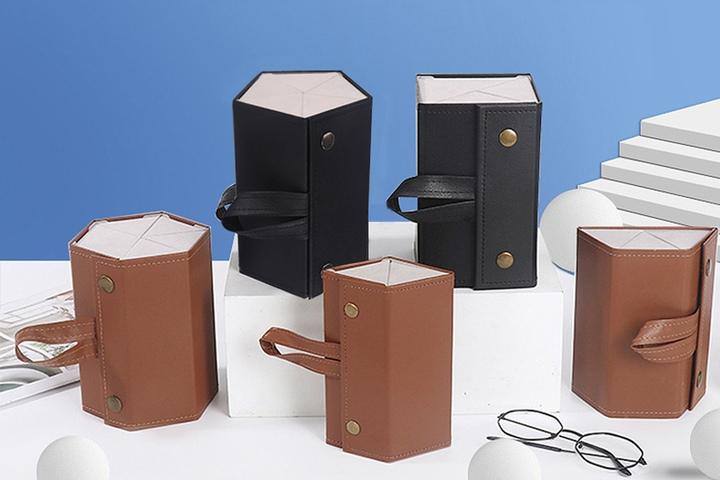 롤형 휴대용 안경 선글라스 4구 가죽 케이스 다용도 접이식 안경집 안경통 안경보관