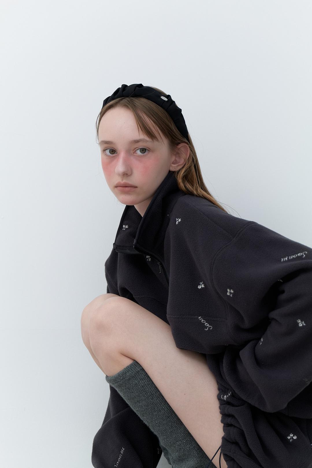 Silvery Fleece Anorak (Charcoal)