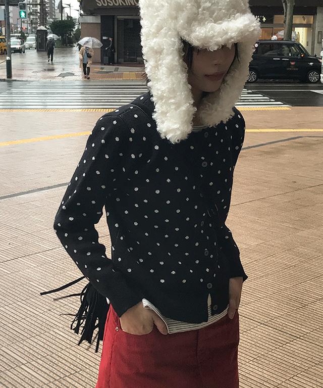 데일리쥬 리카스 도트 니트 가디건