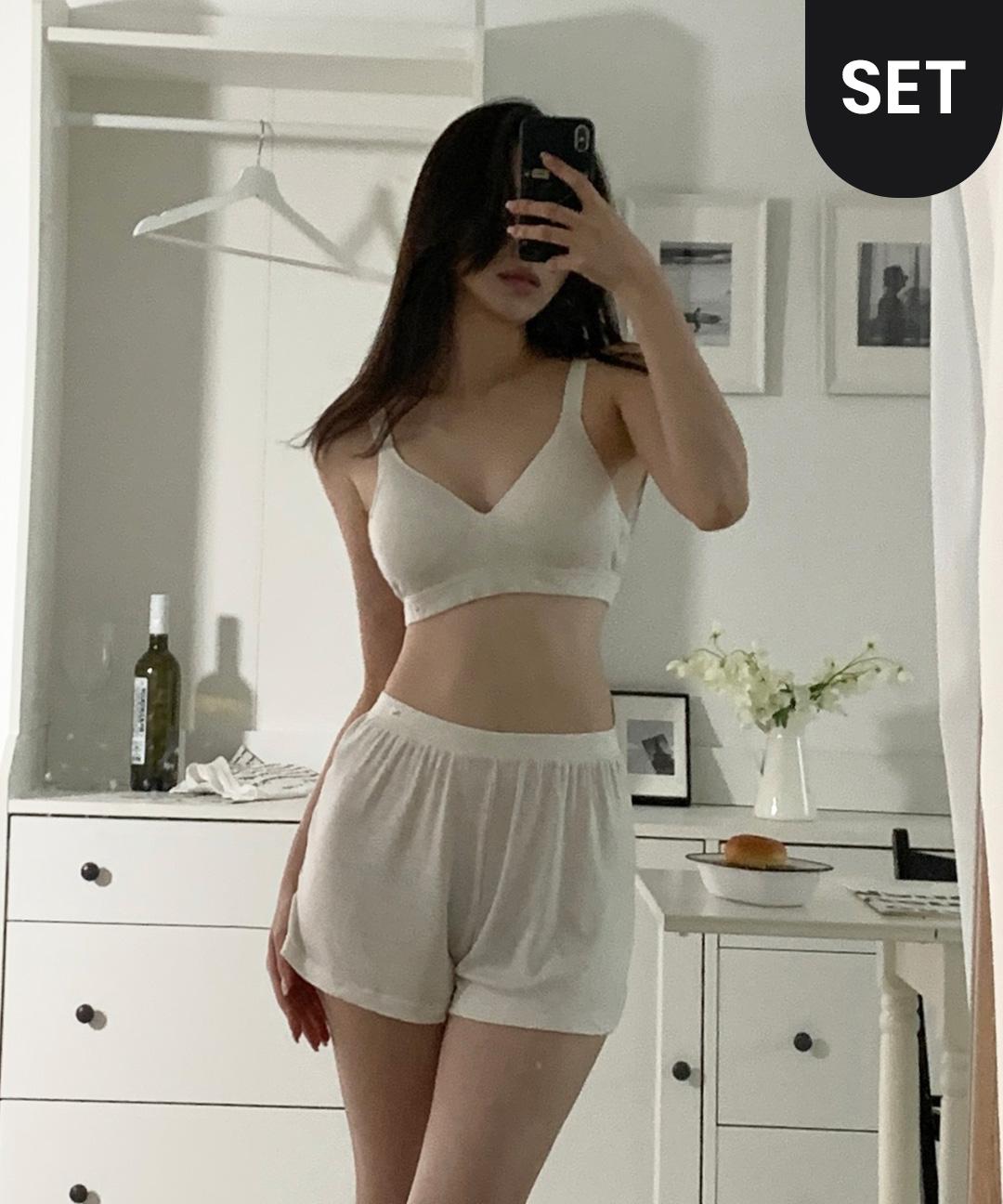 휠라언더웨어 [재입고/속옷세트] 멜로우 서포트 노와이어 브라+팬티 (팬티/트렁크)