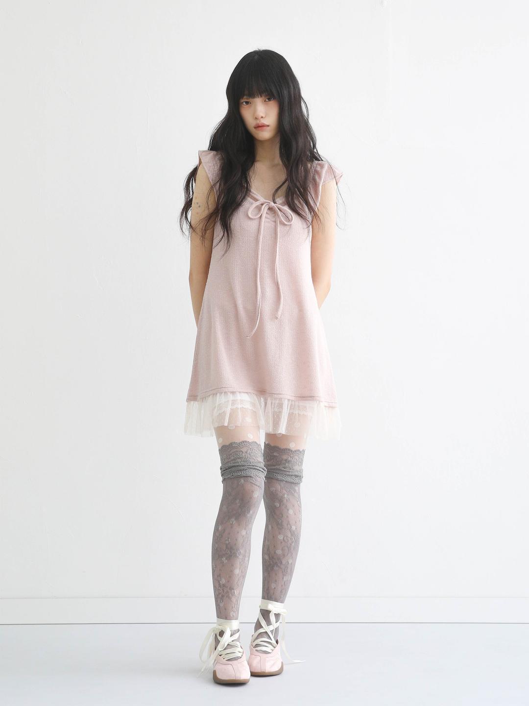 Dotty Tutu Mini Dress Dusty Pink