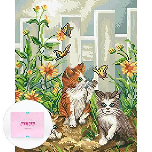 디클레어 액자 캔버스형 보석십자수 DIY 키트 40 x 50 cm, 고양이 삼형제, 1세트 - DIY만들기 | 쿠팡