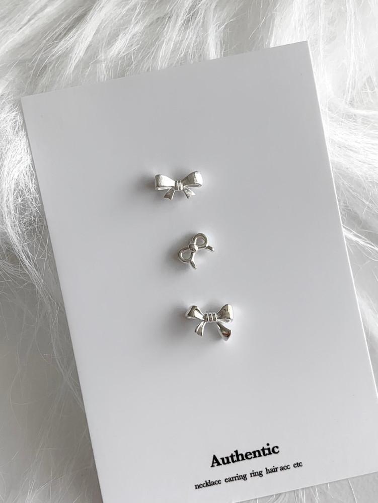 (어센틱/ silver925) casual ribbon piercing 리본피어싱