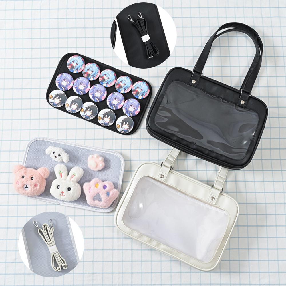 에스엠라지 가죽 넴 크로스 이타백 / 굿즈 데코용 투명가방