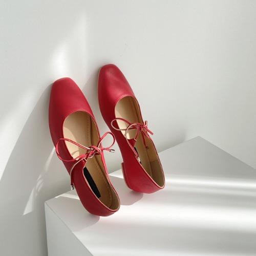 w23432it 스퀘어 발렛 스트링 스트랩 플랫슈즈 2cm