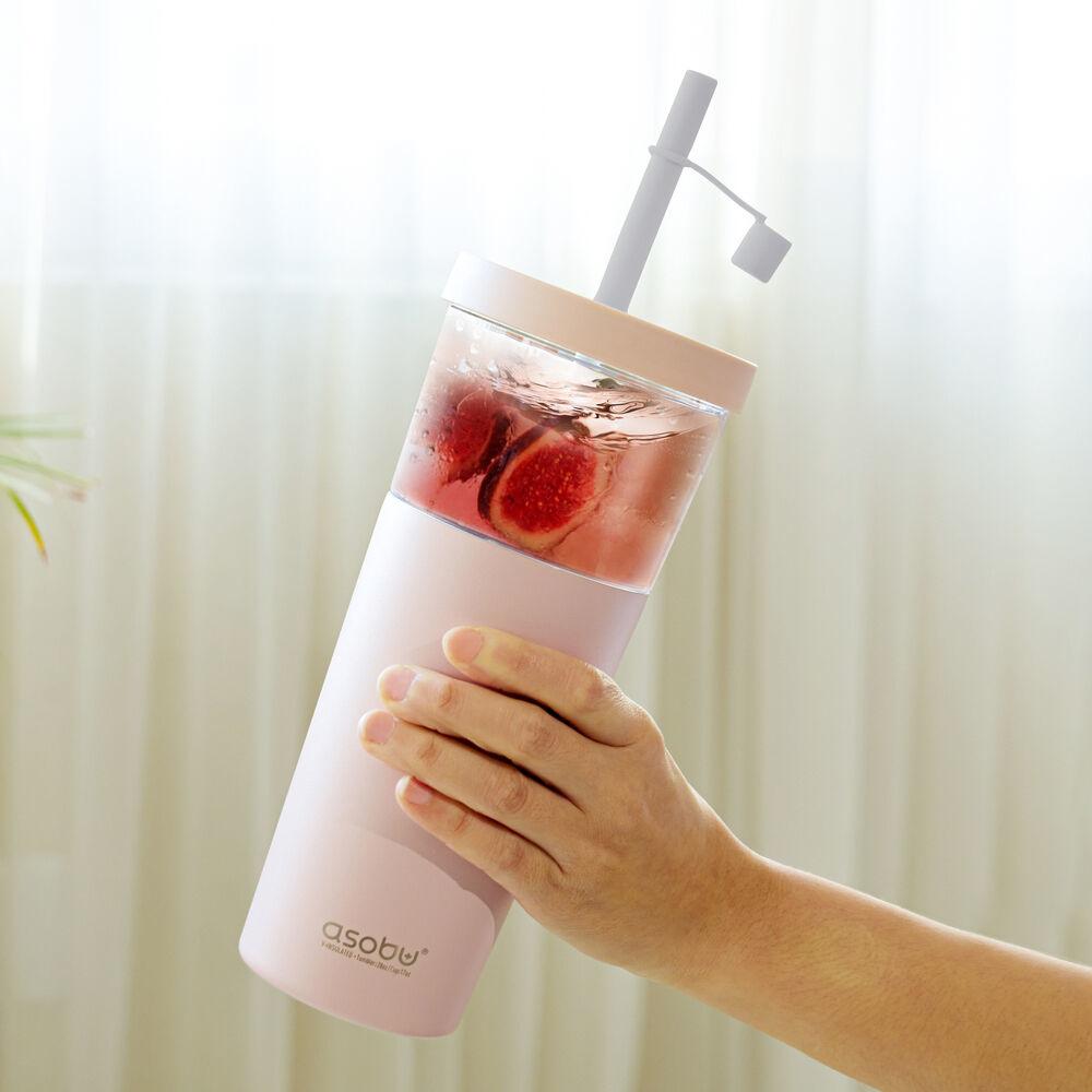 캐나다 아소부 보온보냉 빨대텀블러 앤 스테인레스컵 2IN1 마리나 845ML 핑크