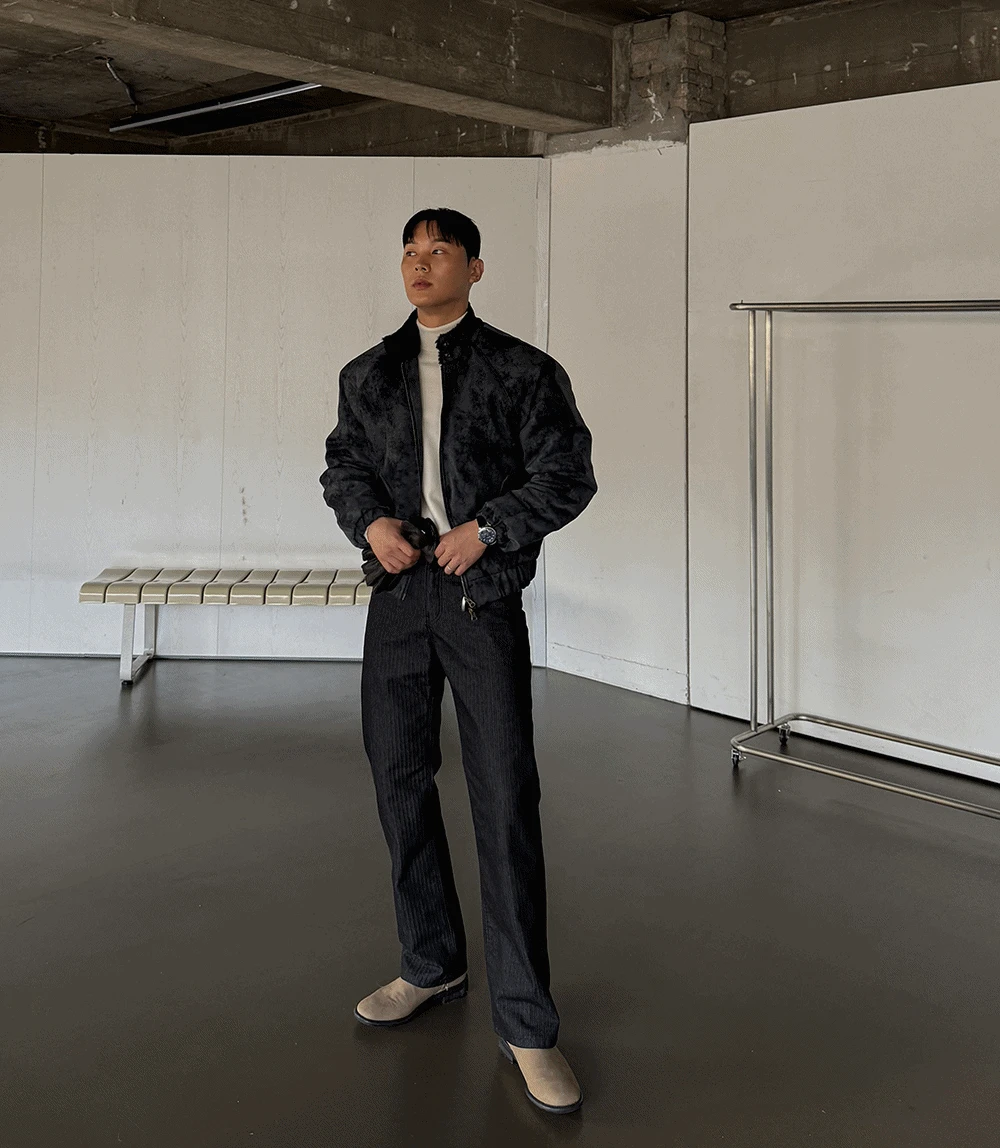 301 블랙 헤링본 세미핏 데님