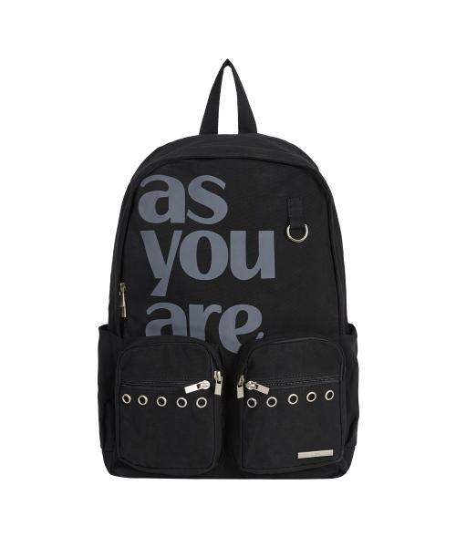 아일렛 포켓 코튼 백팩 블랙